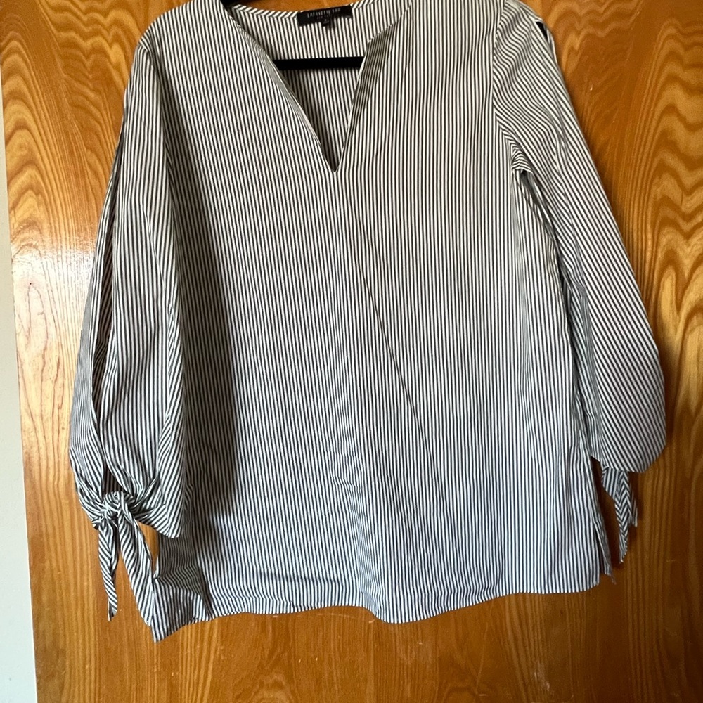 Lafayette 148 New York Black and White Striped Blouse